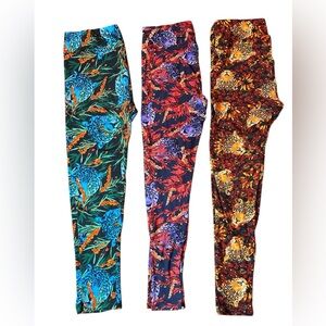 3 LuLaRoe TC Leggings Bundle Tiger Jungle Cat Prints | Tall Curvy Size 12